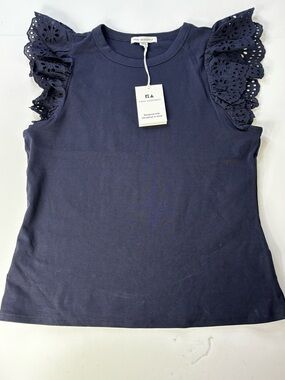 NWT Free Assembly Eyelet Flutter Sleeve Tank Top - Navy by Free Assembly